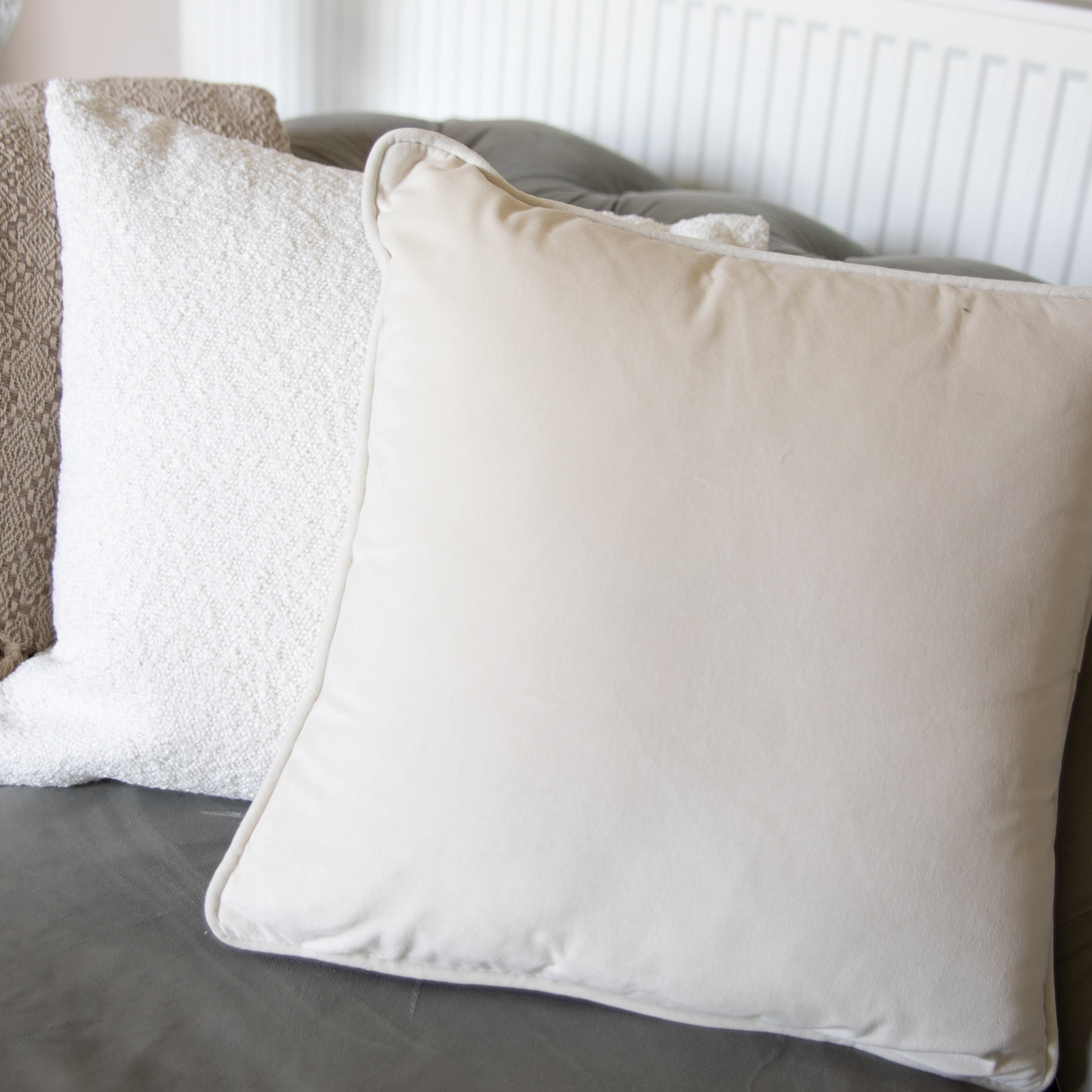 Cream Velvet Cushion 45 x 45cm