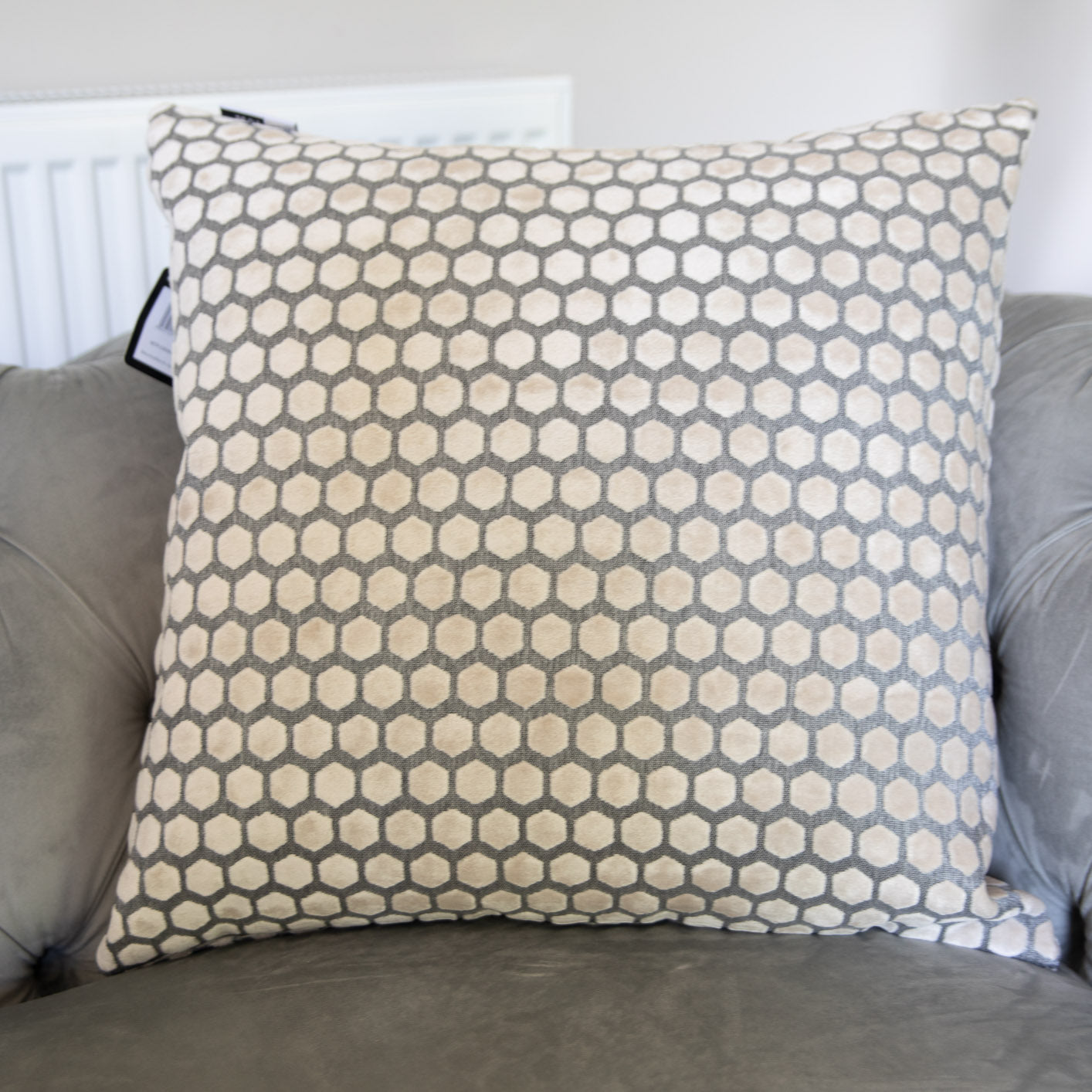 White Cut Velvet Cushion 56 x56 cm