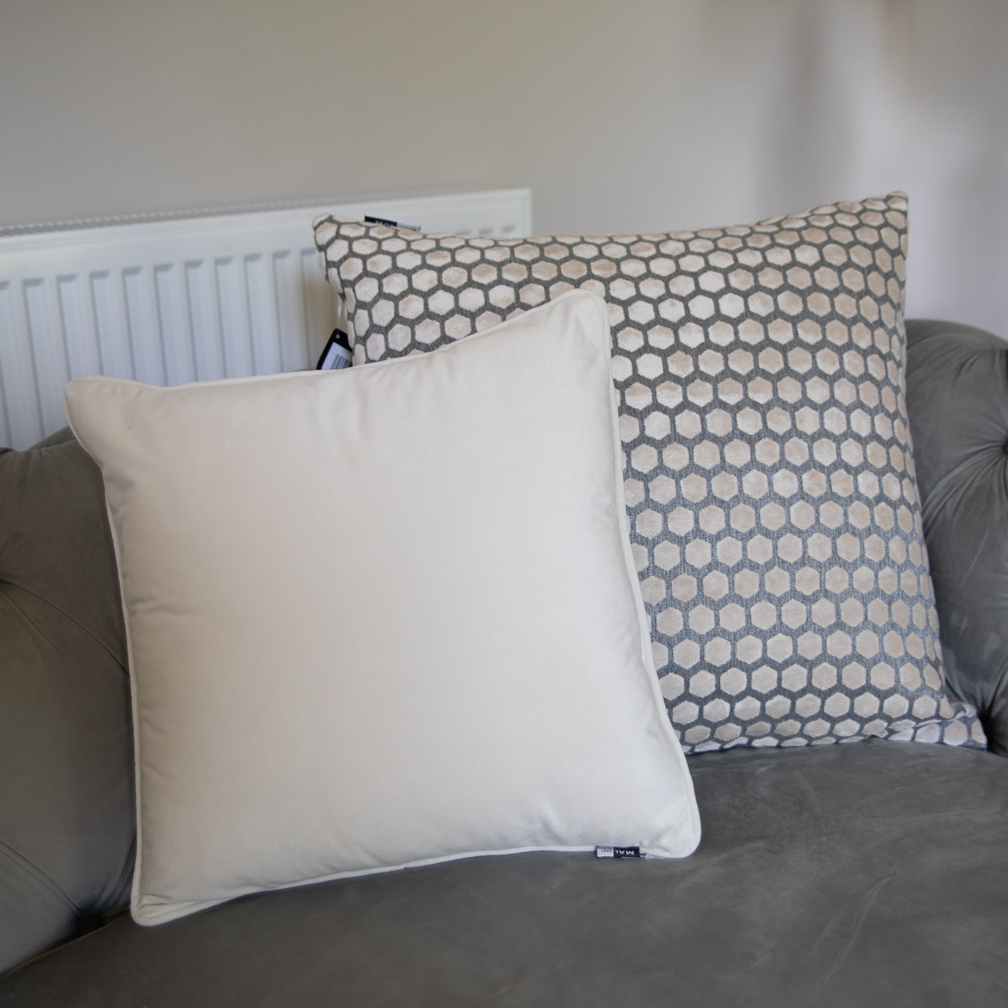 White Cut Velvet Cushion 56 x56 cm