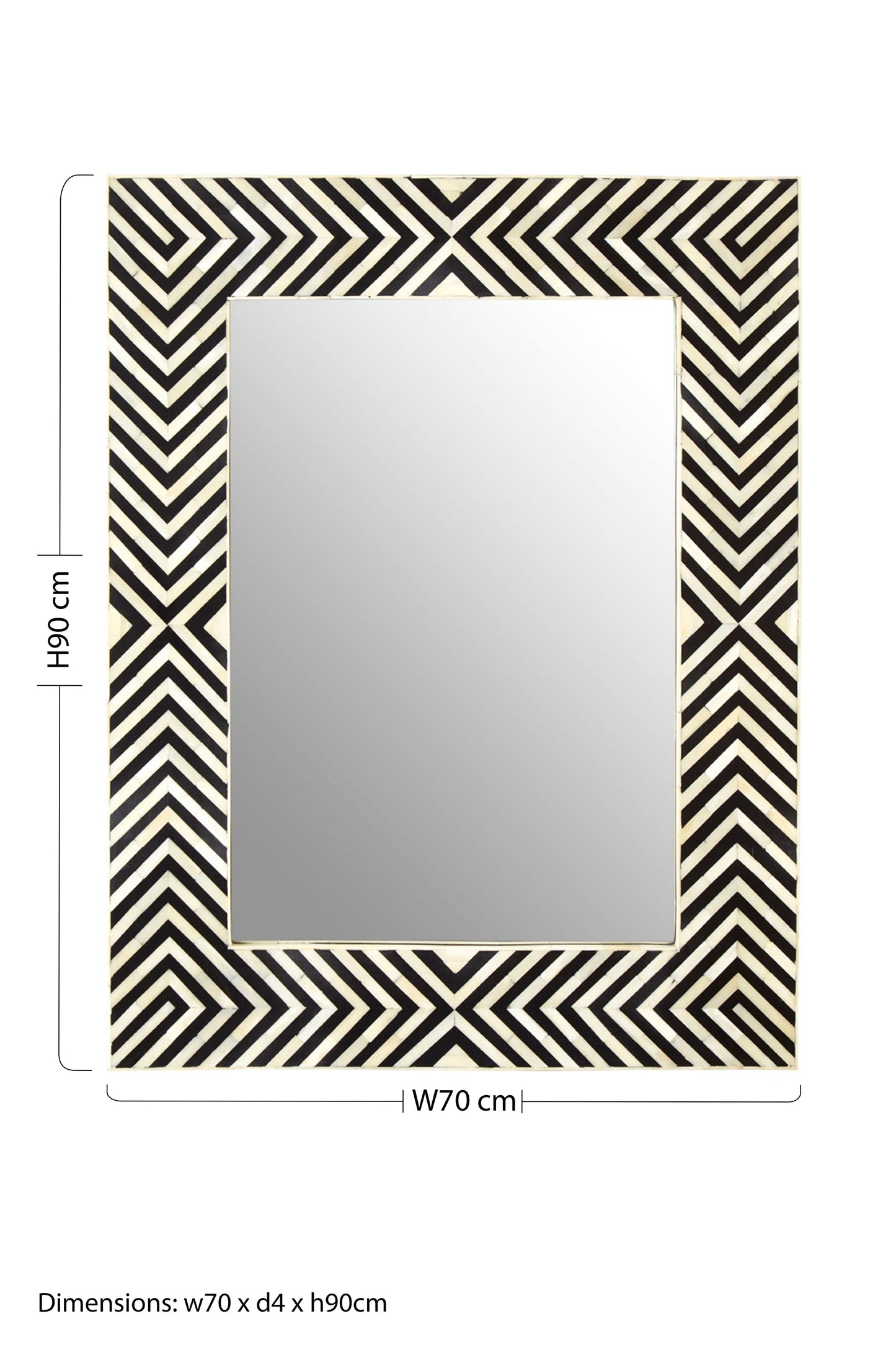Bone Rectangular Black & White Mirror
