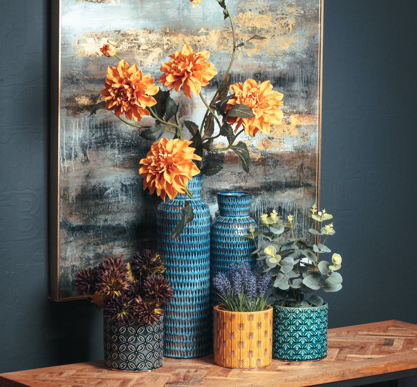 Indigo Tall Cylindrical Vase