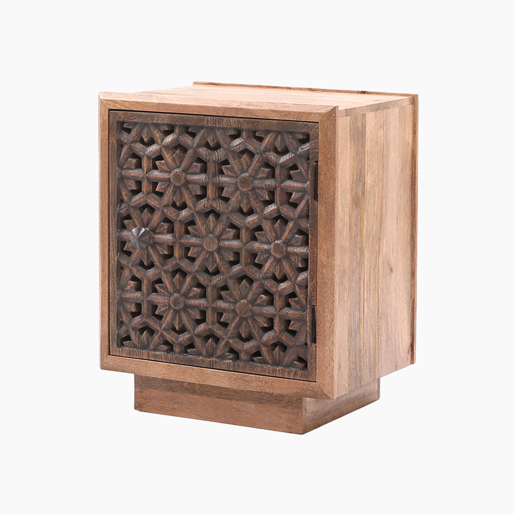 Hollis Wooden Carving Side Table