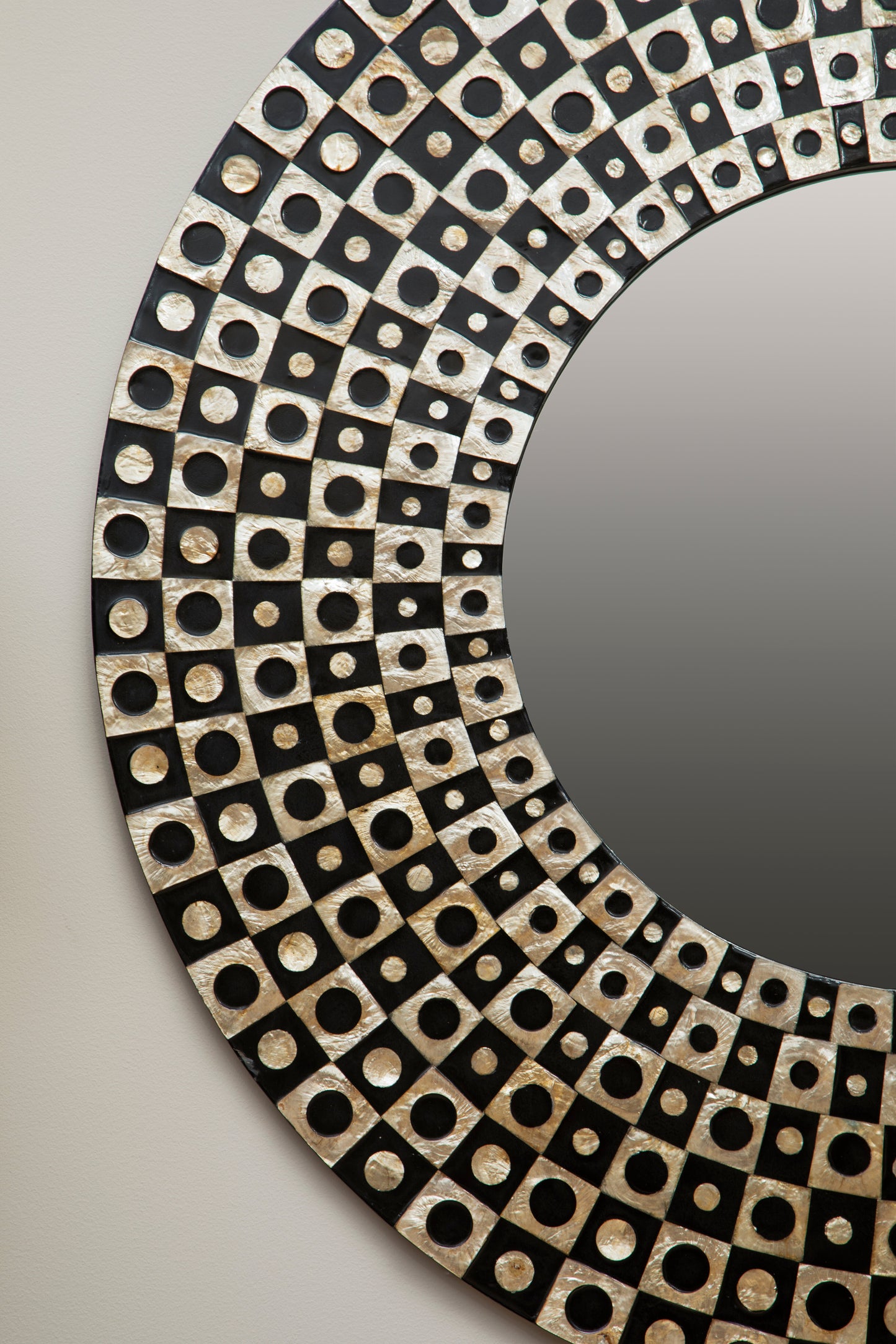 Mystique Round Black and Golden Mirror