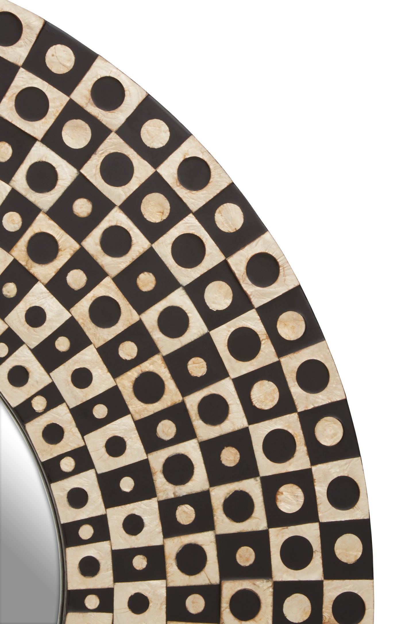 Mystique Round Black and Golden Mirror