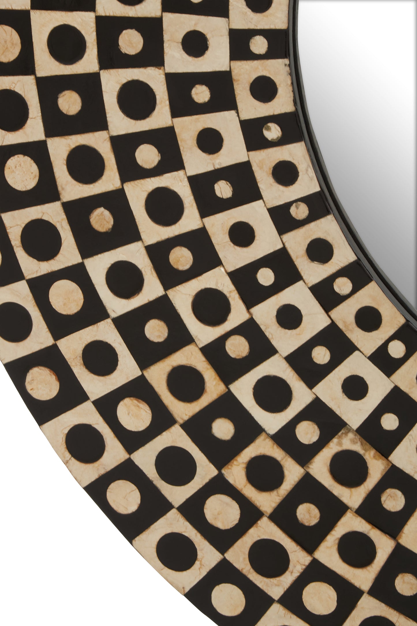 Mystique Round Black and Golden Mirror