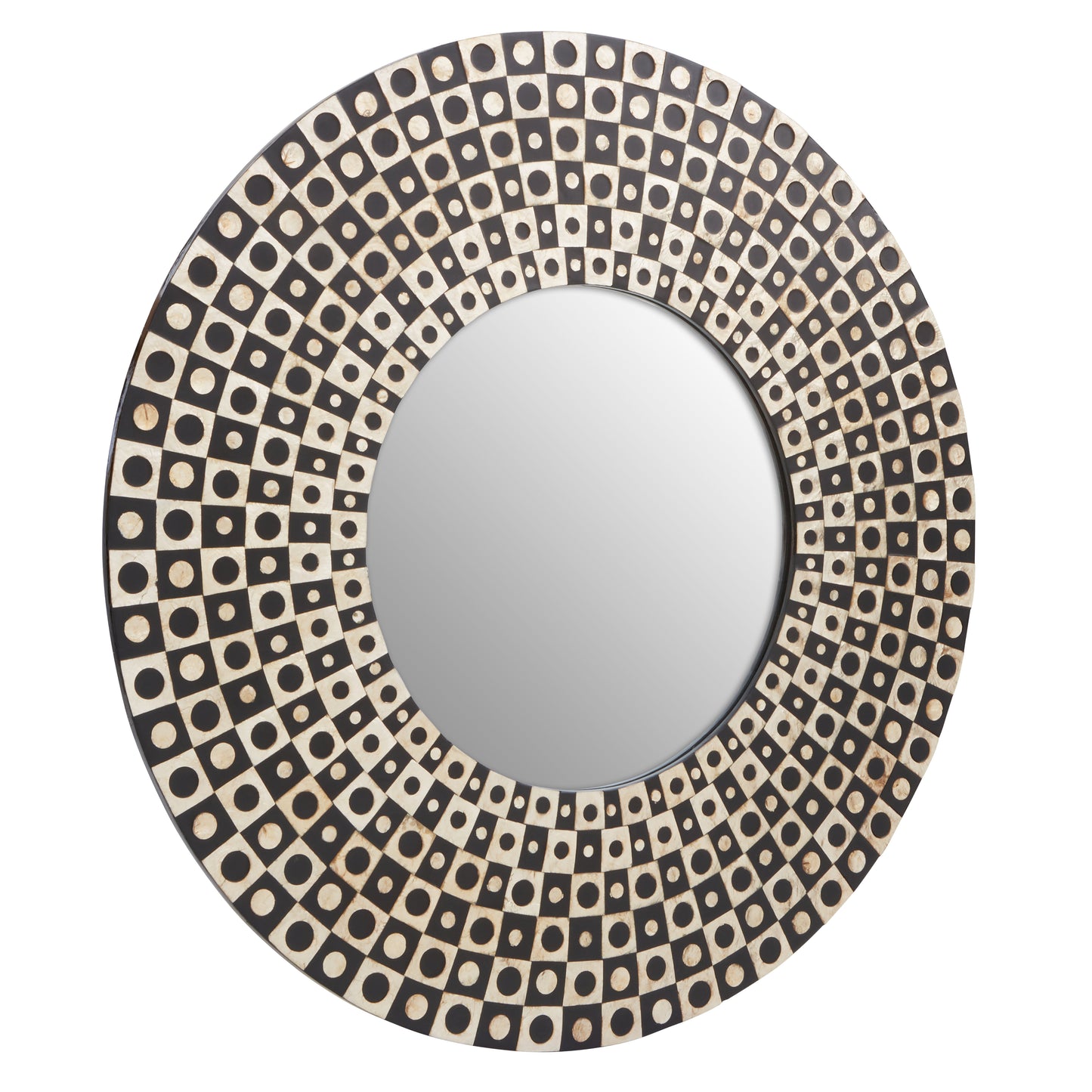 Mystique Round Black and Golden Mirror