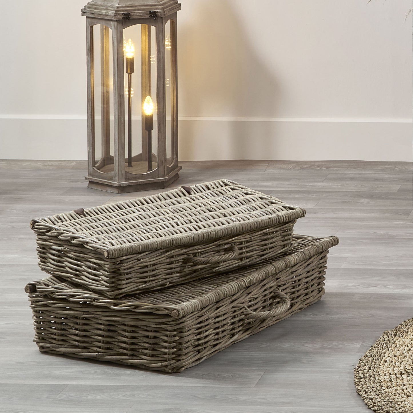 Set of 2 Grey Kubu Rectangular Underbed Storage