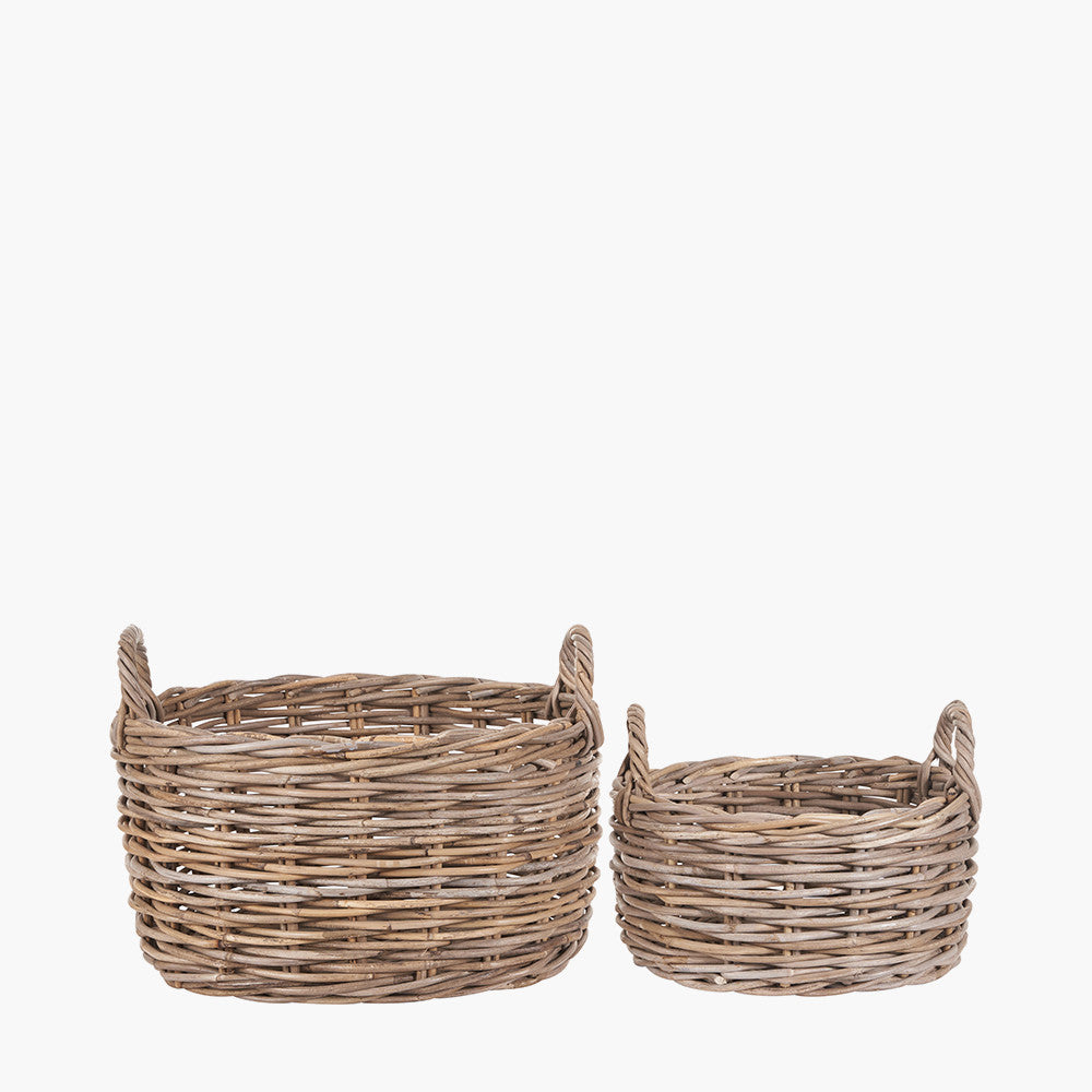 Set of 2 Grey Kubu Oval Baskets