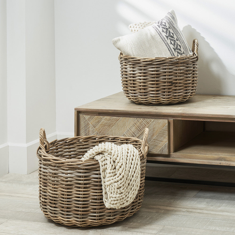 Set of 2 Grey Kubu Log Baskets