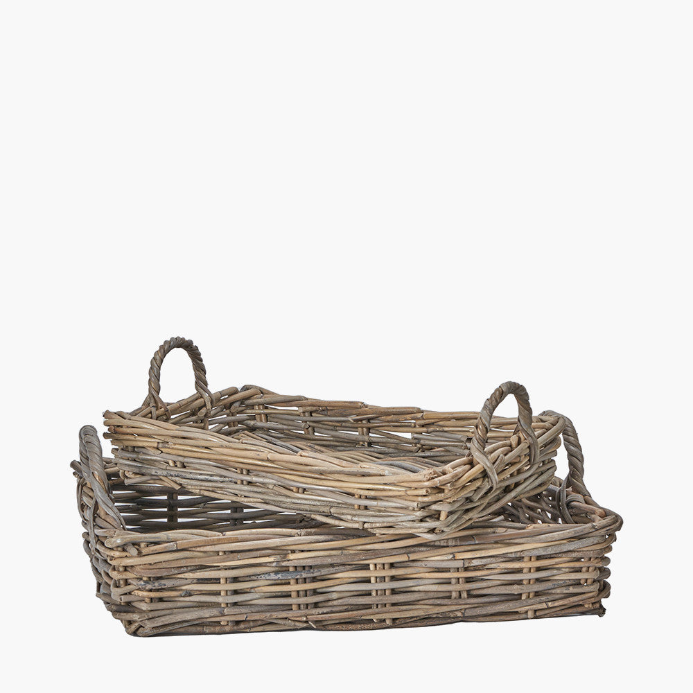 Set of 2 Grey Kubu Trays