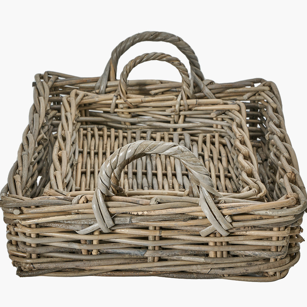 Set of 2 Grey Kubu Trays