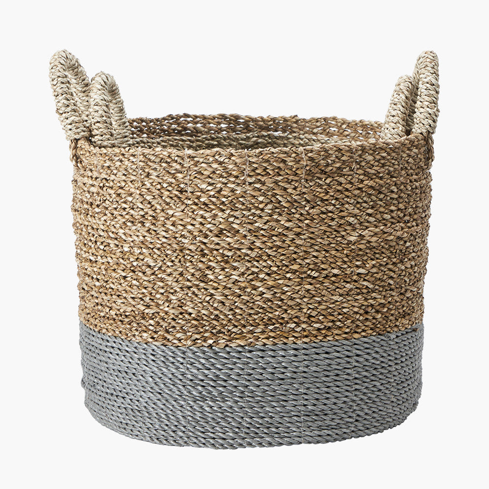 Copy of Set of 2 Banana Leaf Two Tone Natural and Grey Baskets
