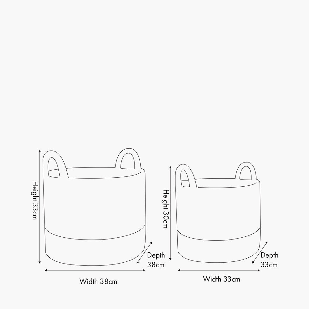 Copy of Set of 2 Banana Leaf Two Tone Natural and Grey Baskets