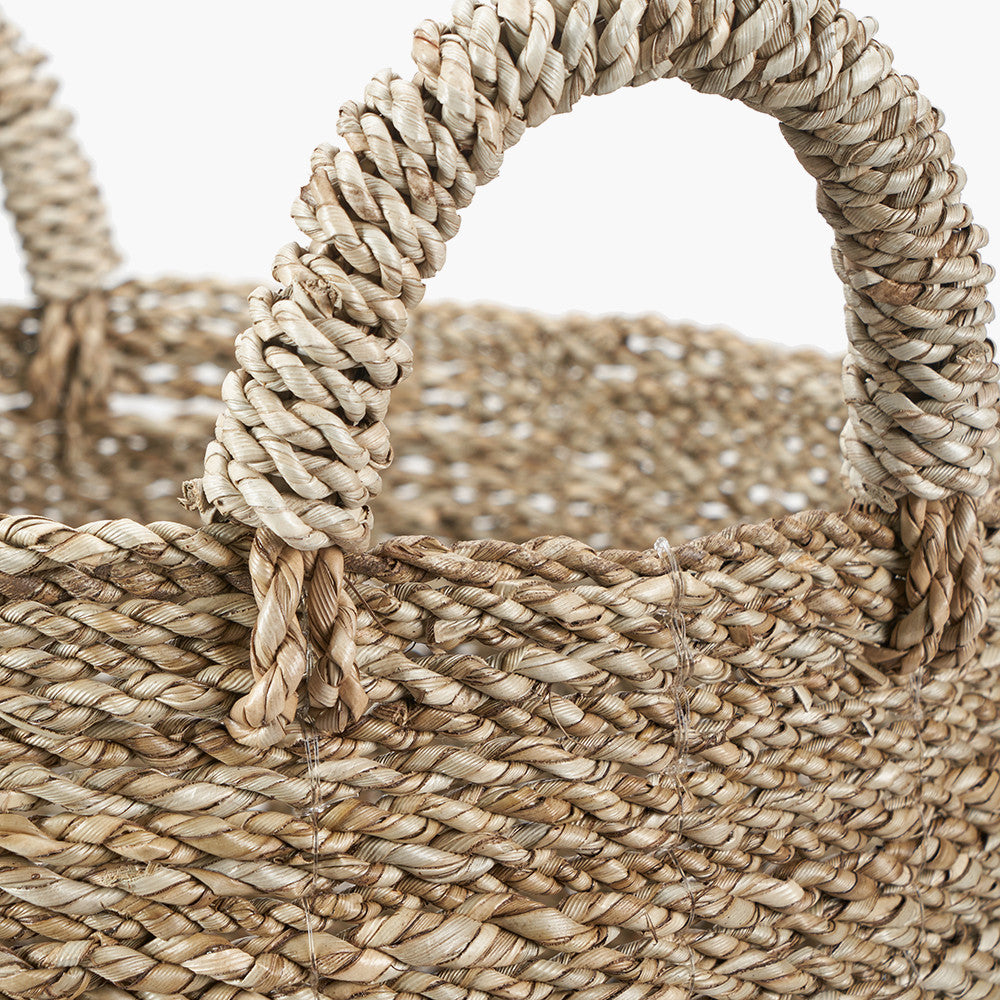 Set of 2 Banana Leaf Two Tone Natural and White Baskets
