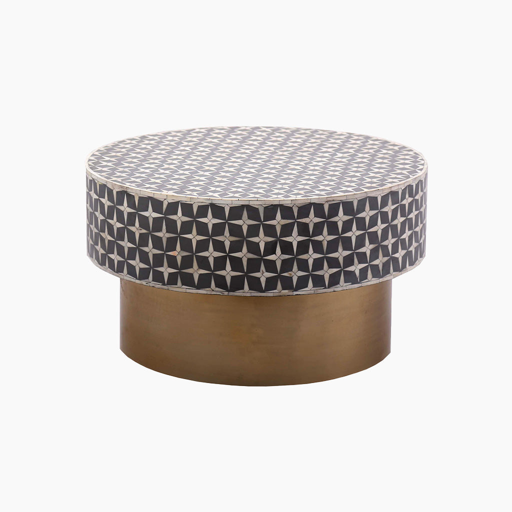 Mosaic Bone Inlay Round Coffee Table