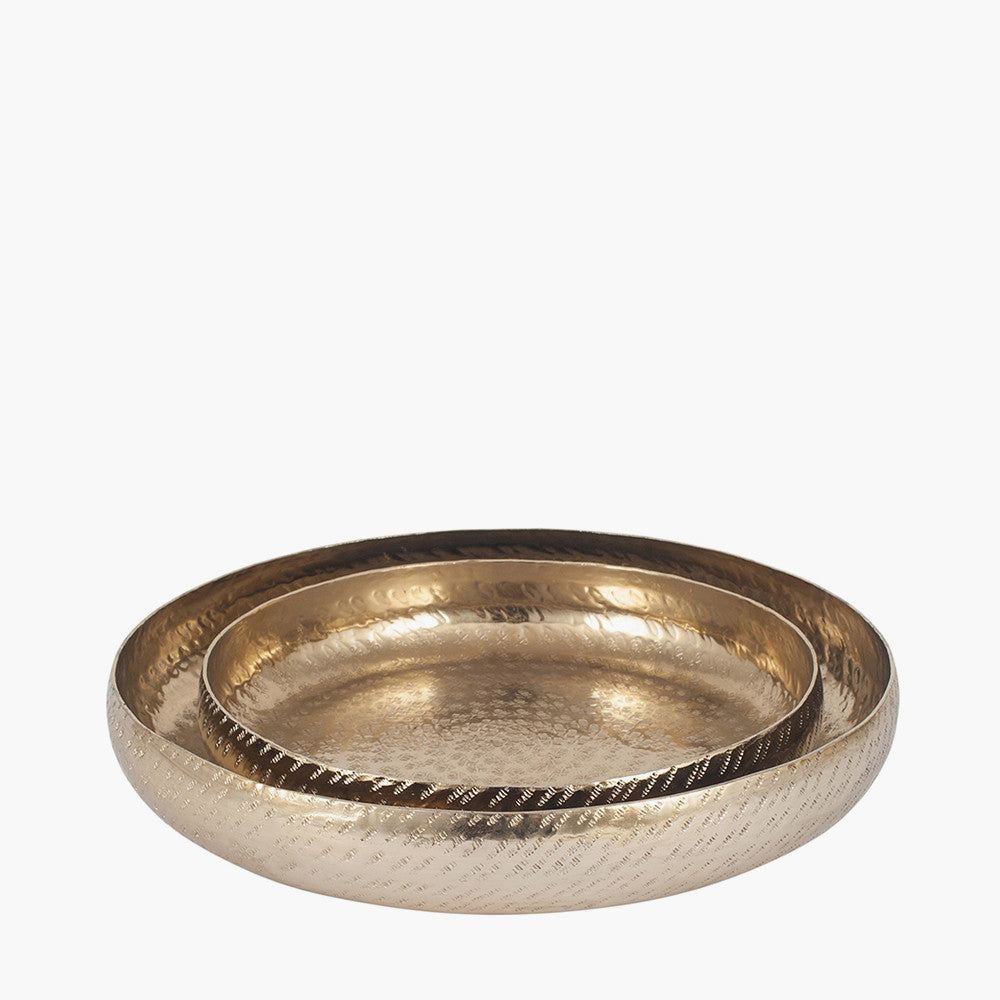 Set of 2 Gold Hammered Metal Bowls