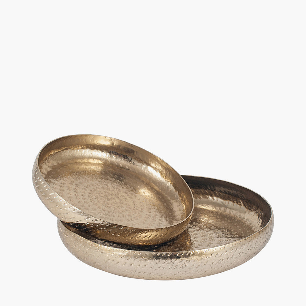 Set of 2 Gold Hammered Metal Bowls