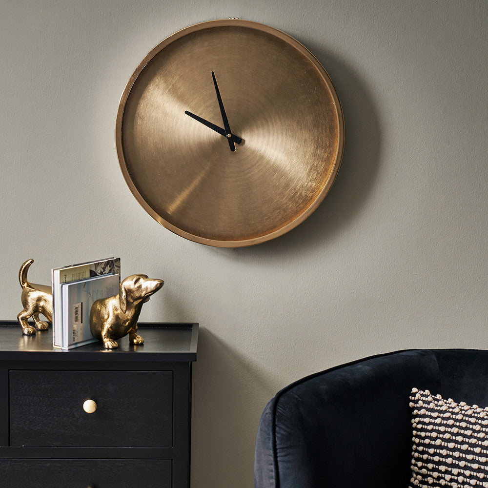Brushed Antique Brass Round Wall Clock 50cm