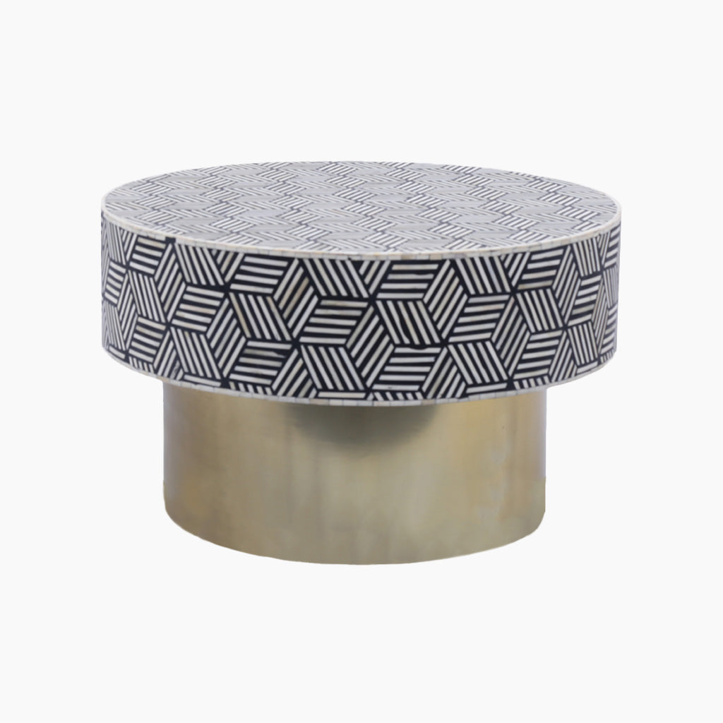 Crescent Bone Inlay Round Coffee Table