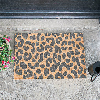 Grey Leopard Doormat 60x40cm