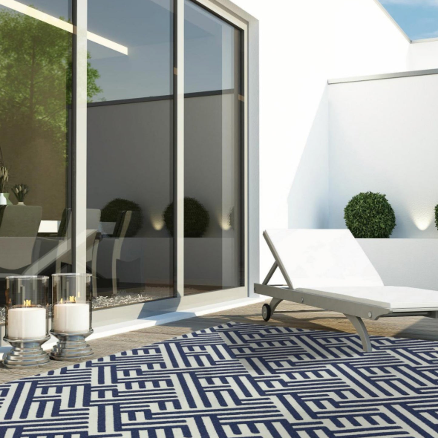 Navy Geo Patio Rug