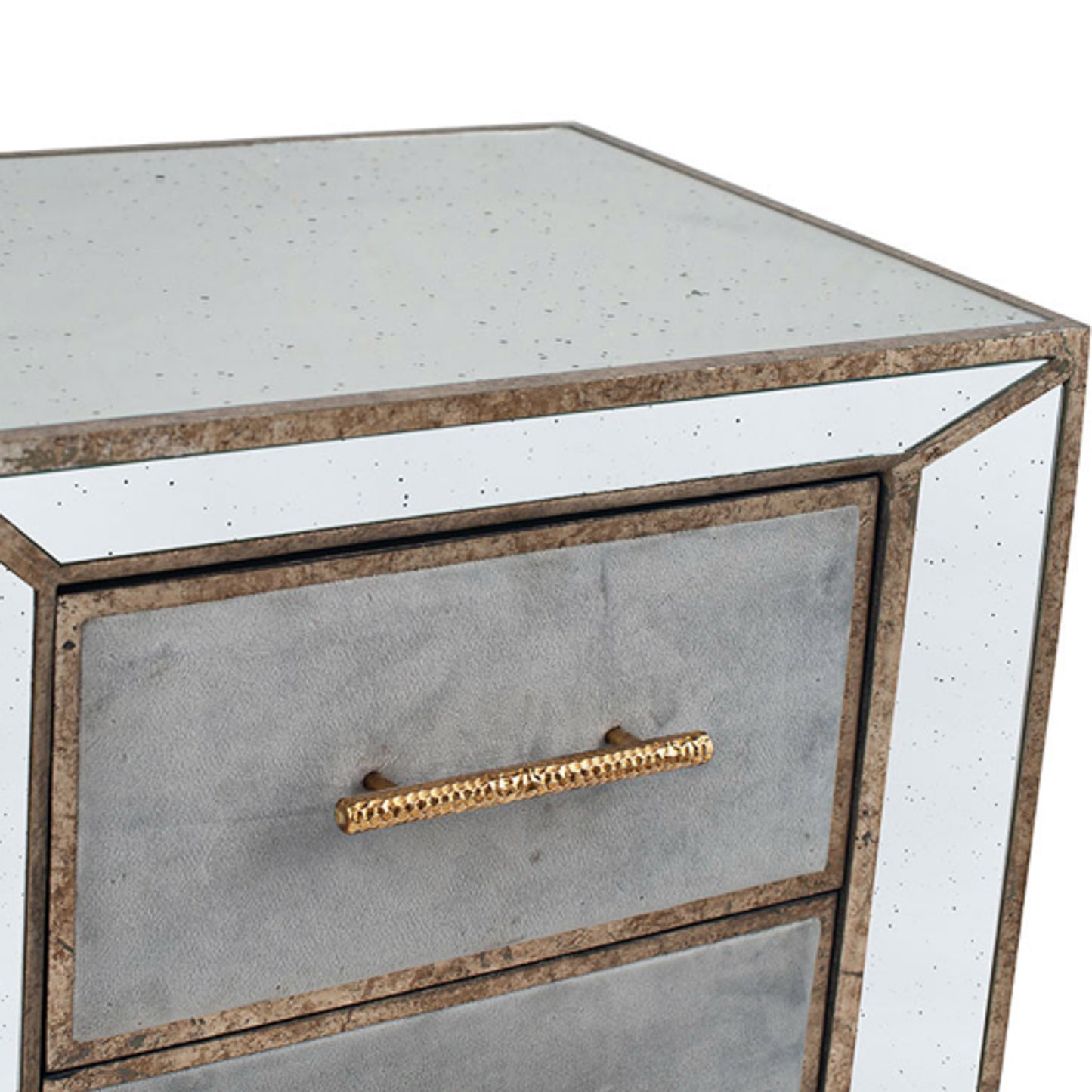 Brina Grey Velvet and Antique Effect Bedside Table