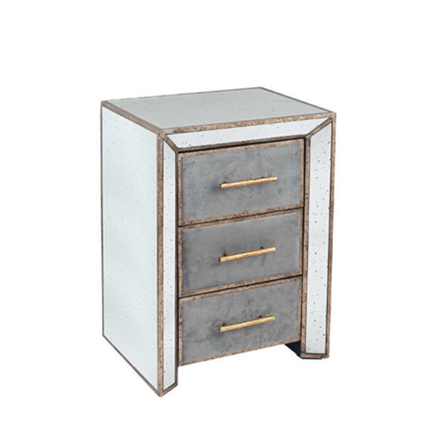 Brina Grey Velvet and Antique Effect Bedside Table