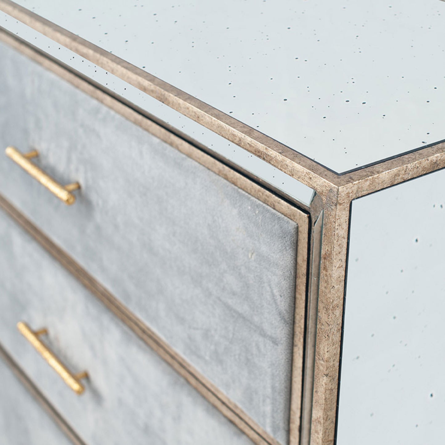 Brina Grey Velvet and Antique Effect Drawer Unit