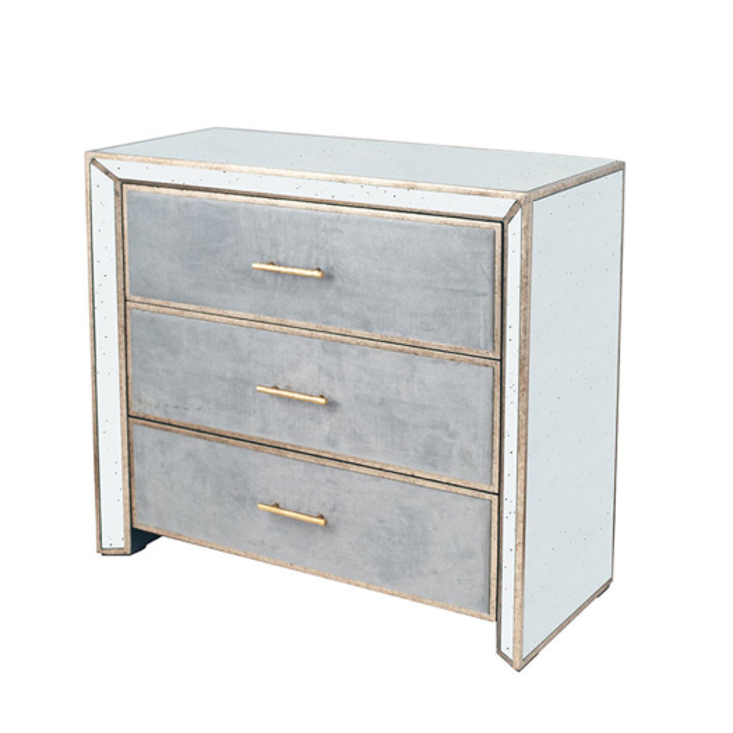 Brina Grey Velvet and Antique Effect Drawer Unit