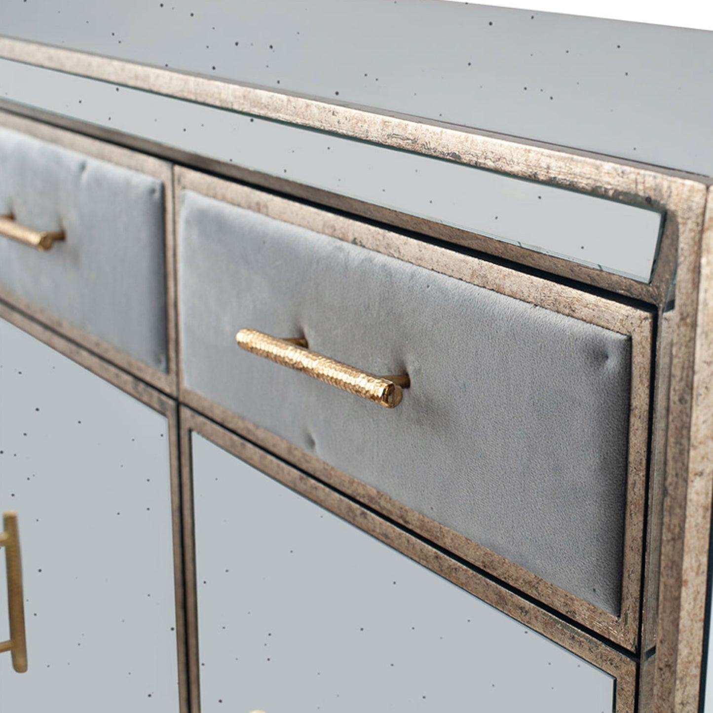 Brina Grey Velvet and Antique Effect Sideboard