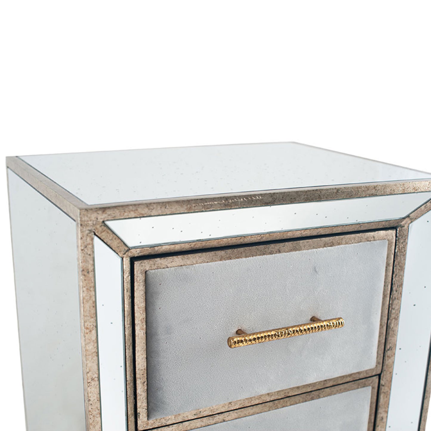 Brina Grey Velvet and Antique Effect Tall Boy