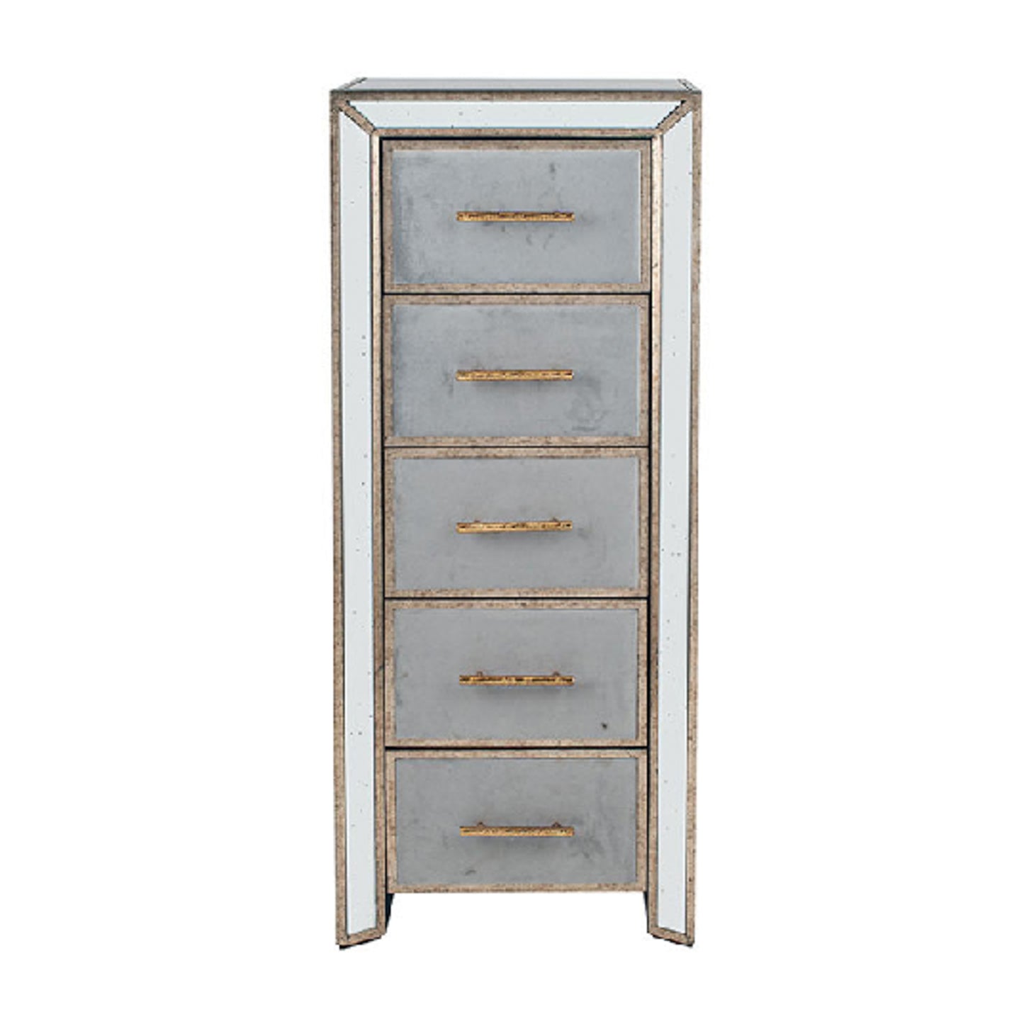 Brina Grey Velvet and Antique Effect Tall Boy