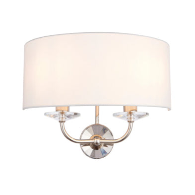 Chrome wall light with white shade