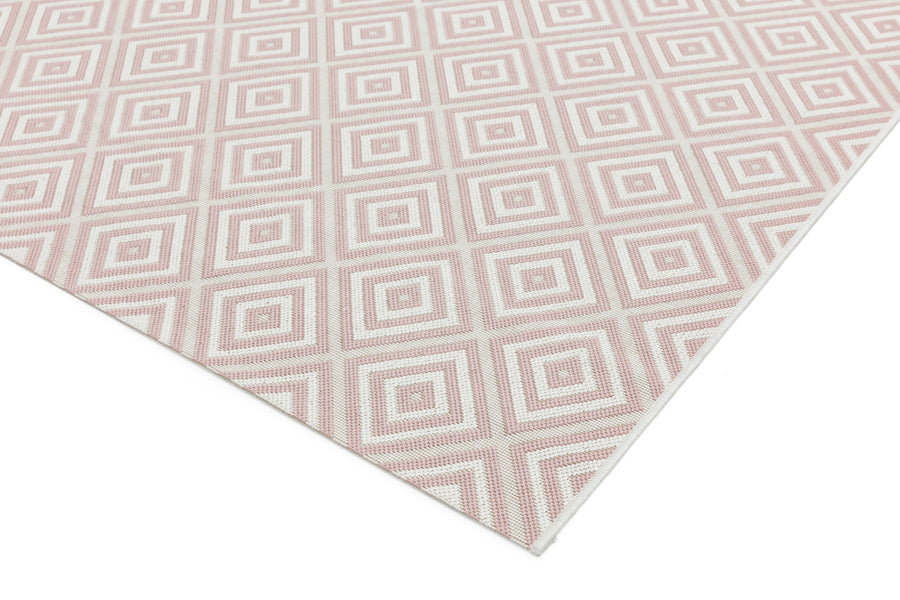 Pink Square Design Patio Rug