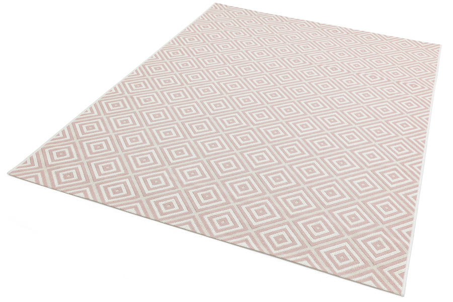 Pink Square Design Patio Rug