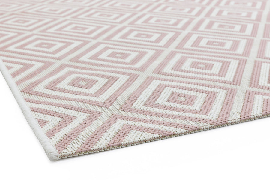 Pink Square Design Patio Rug