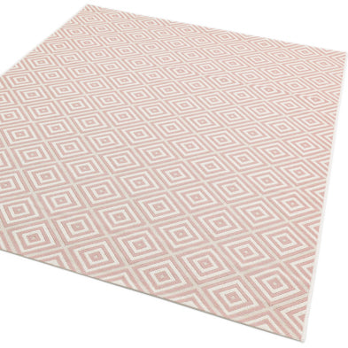 Pink Square Design Patio Rug