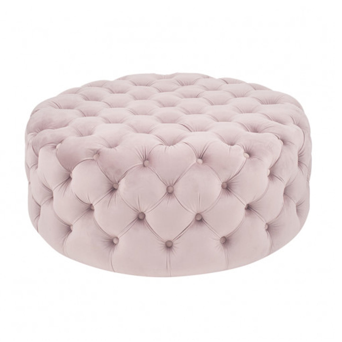 Pink Buttoned Pouffe 90cm
