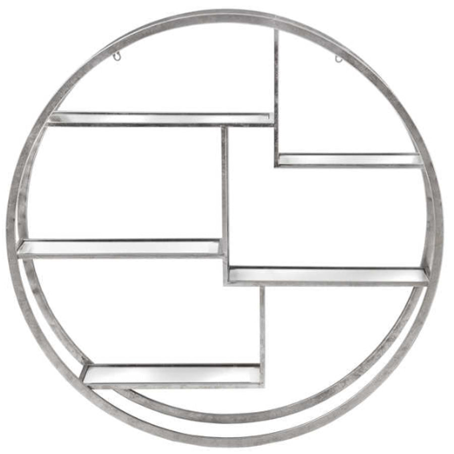 Silver round shelving unit