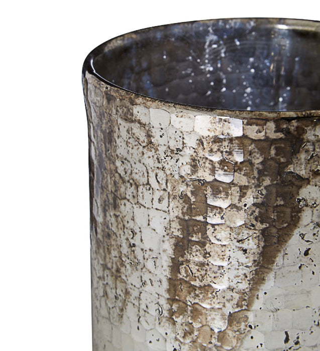 Silver Oxidised Hurricane Candle Holder