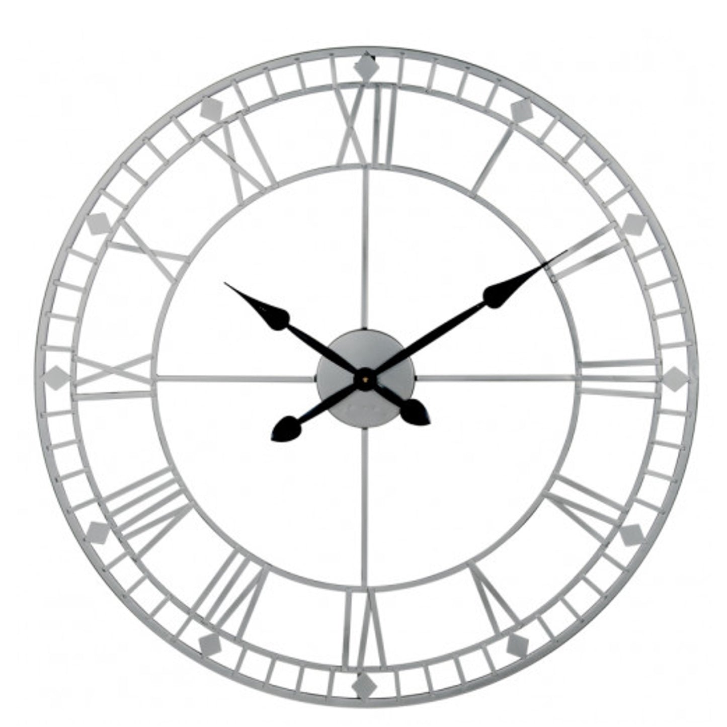 Silver Oversize Clock 80cm