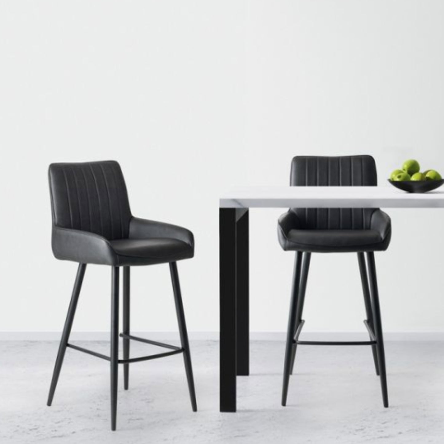 2 Pack Soho Barstool Black Faux Leather