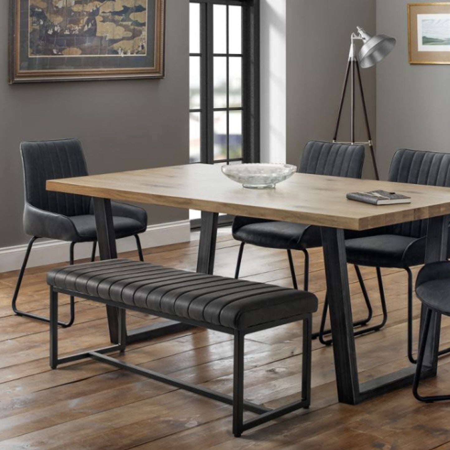 Soho Bench Black Faux Leather