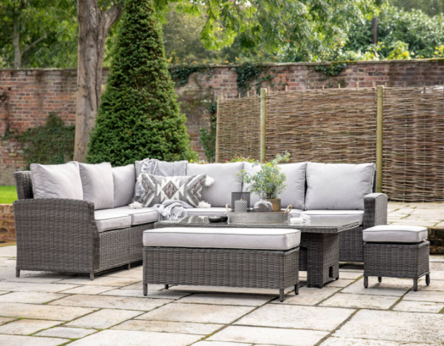 Sovera Corner Sofa Set with rising table Grey