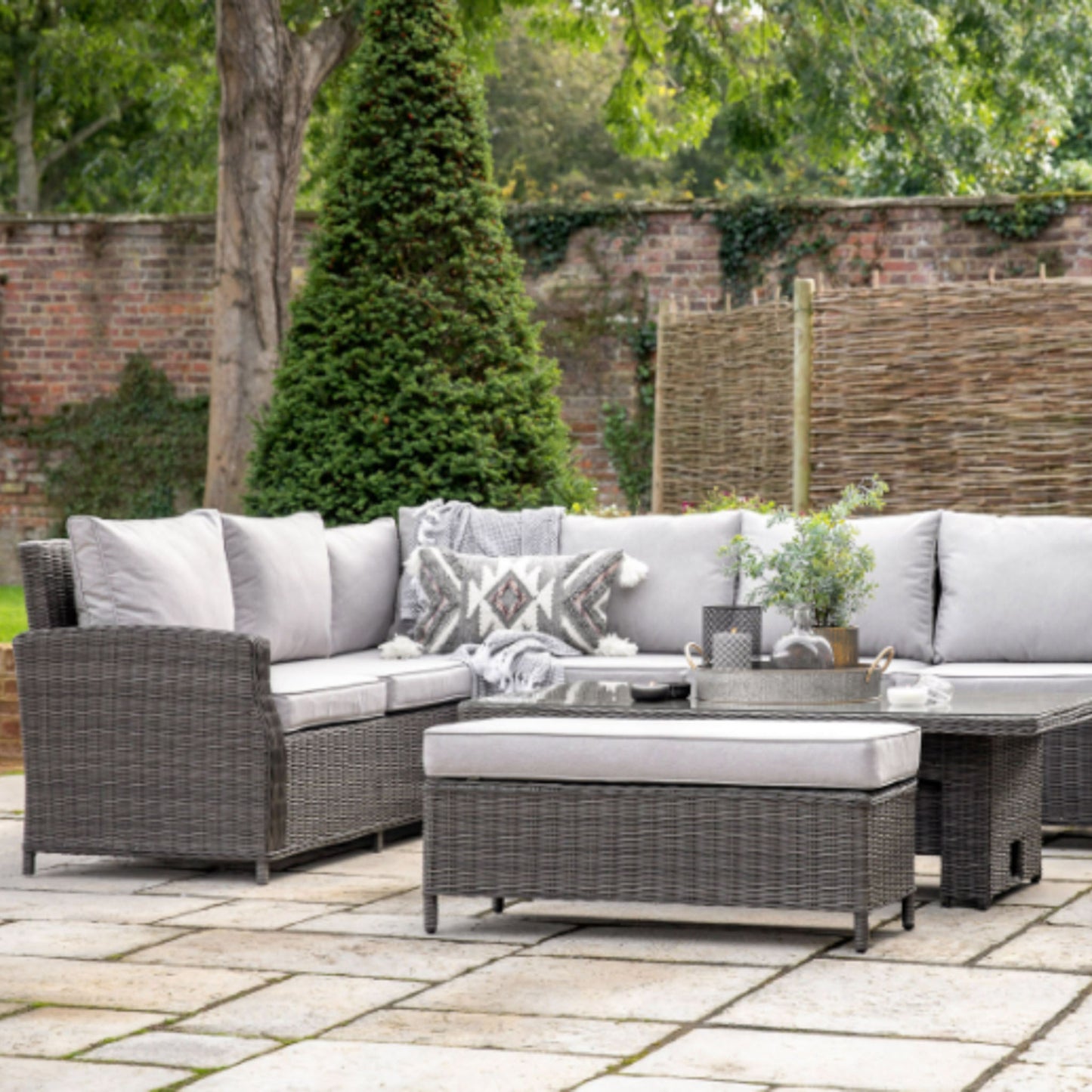 Sovera Corner Sofa Set with rising table Grey