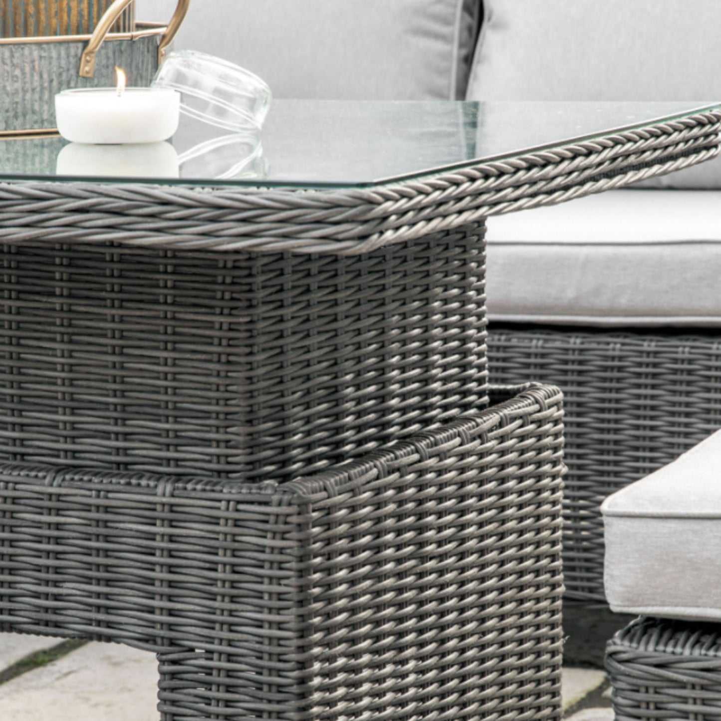 Sovera Corner Sofa Set with rising table Grey