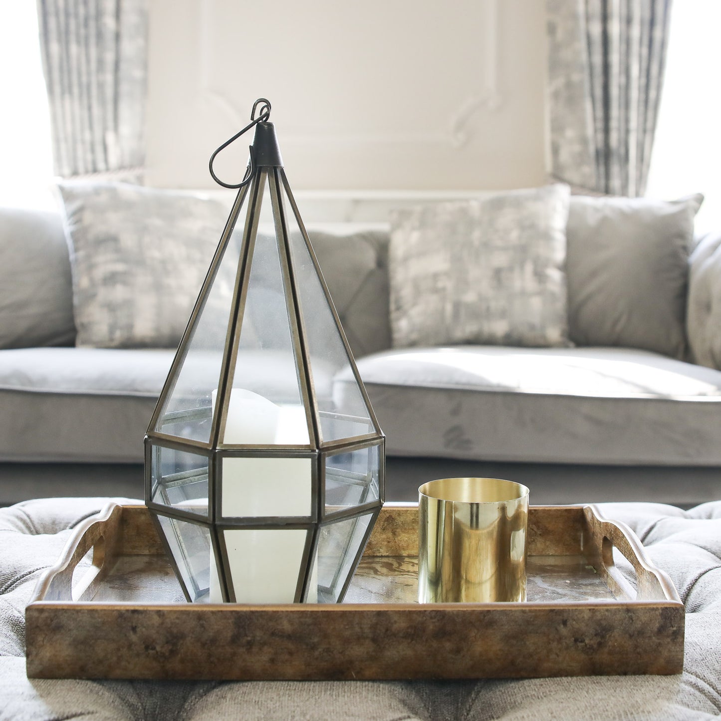 Gold Marble Effect Mirror Tray