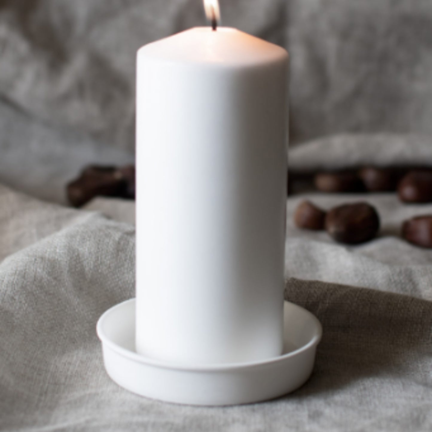 Ceramic White Candle Plate 10cm