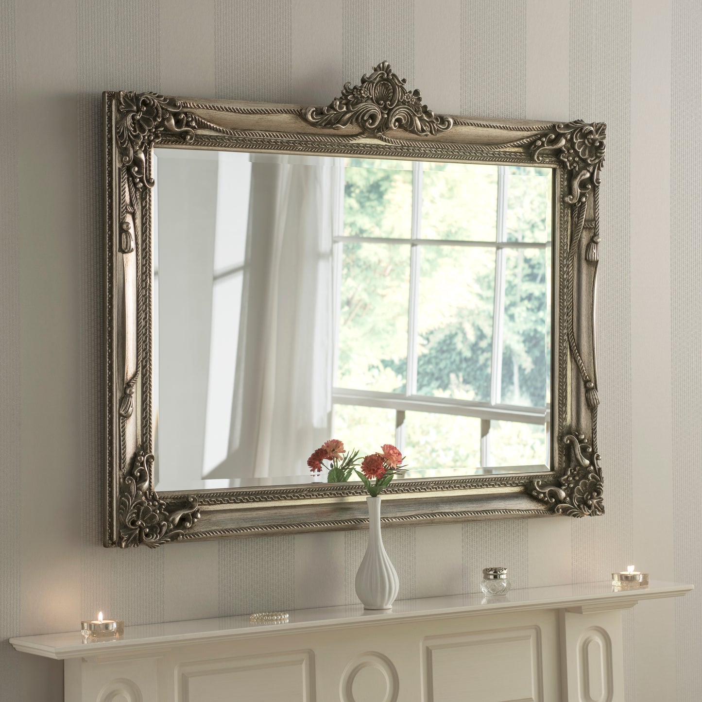 Silver Baroque Mirror 108cm x 86cm