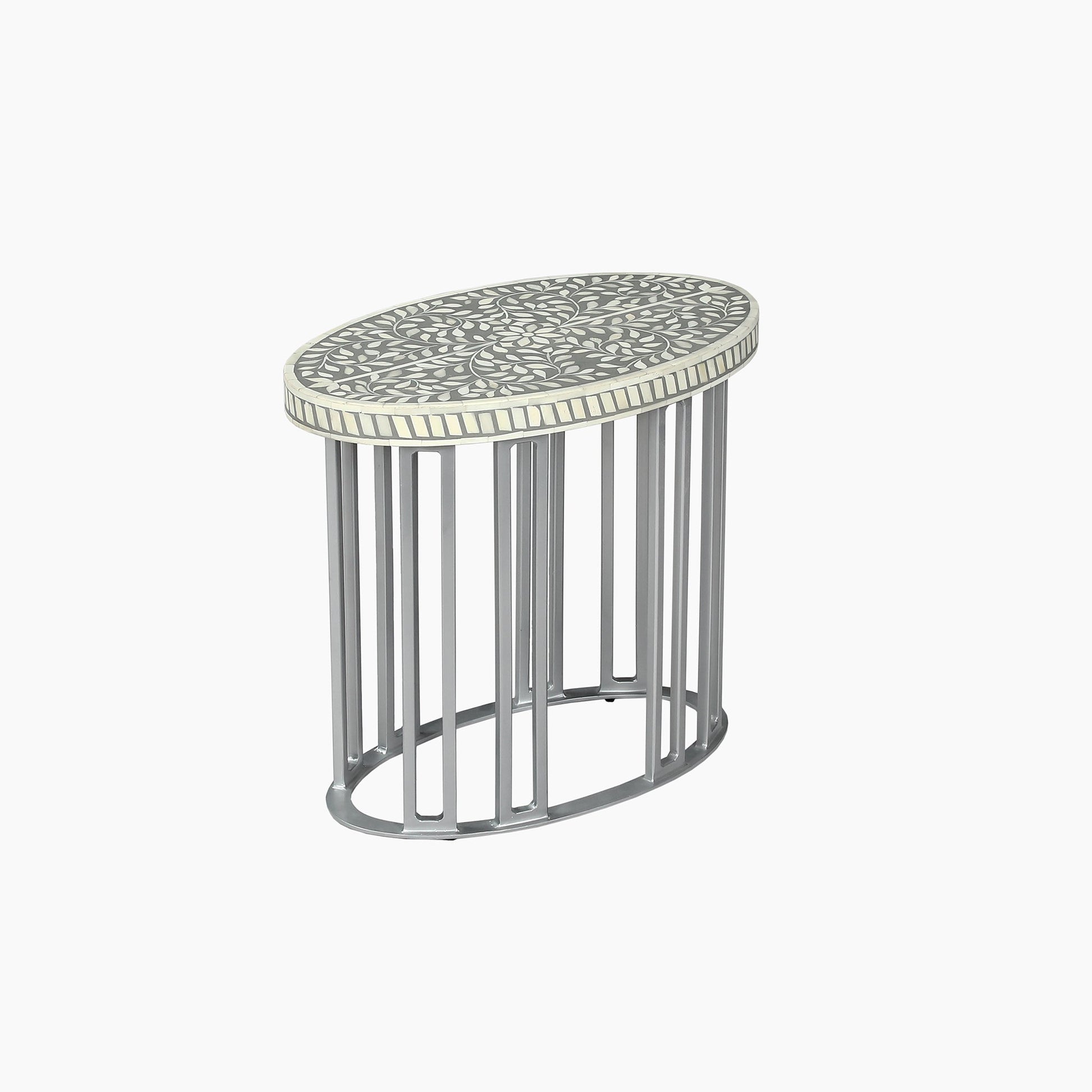 Jardin Bone Inlay Oval Side Table